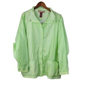 Vintage 90s Plus Size 3X Jacket Windbreaker Lightweight Springb Light Neon Green
